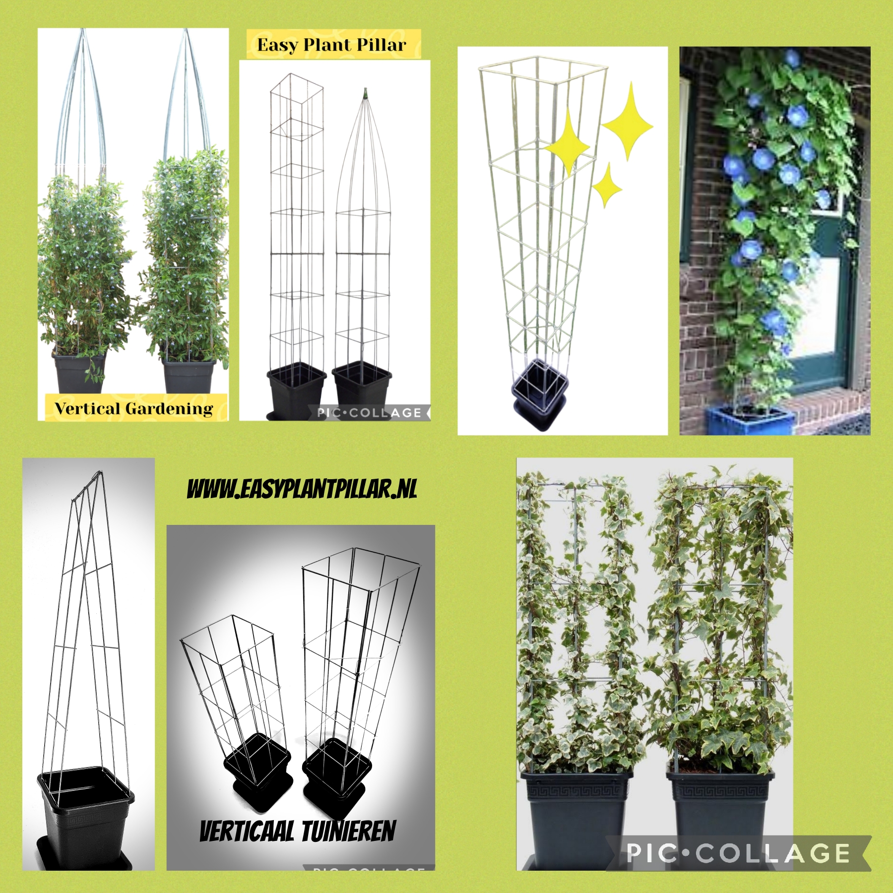 VERTICAAL TUINIEREN, met draadrekken van Easy Plant Pillar (EPP)            Verlengbaar en Roestvrij